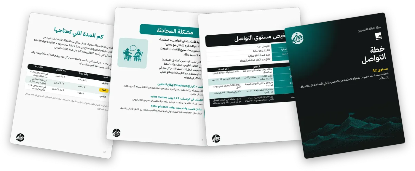 خطة إنجليزي شخصية، مصممة على مستواك